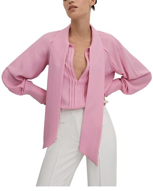 

Блуза Ella с завязками REISS, цвет Pink