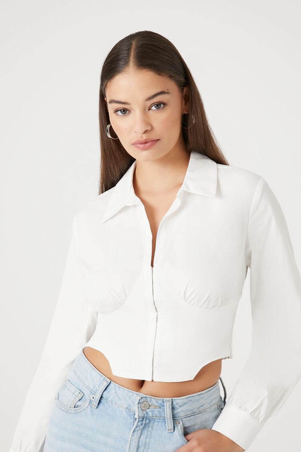 

Укороченный топ-бюстье с изогнутым краем Forever 21, белый