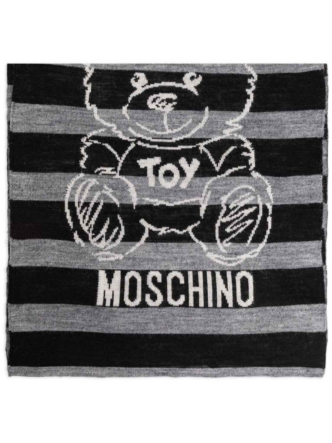 

Moschino полосатый шарф с рисунком медведя, черный