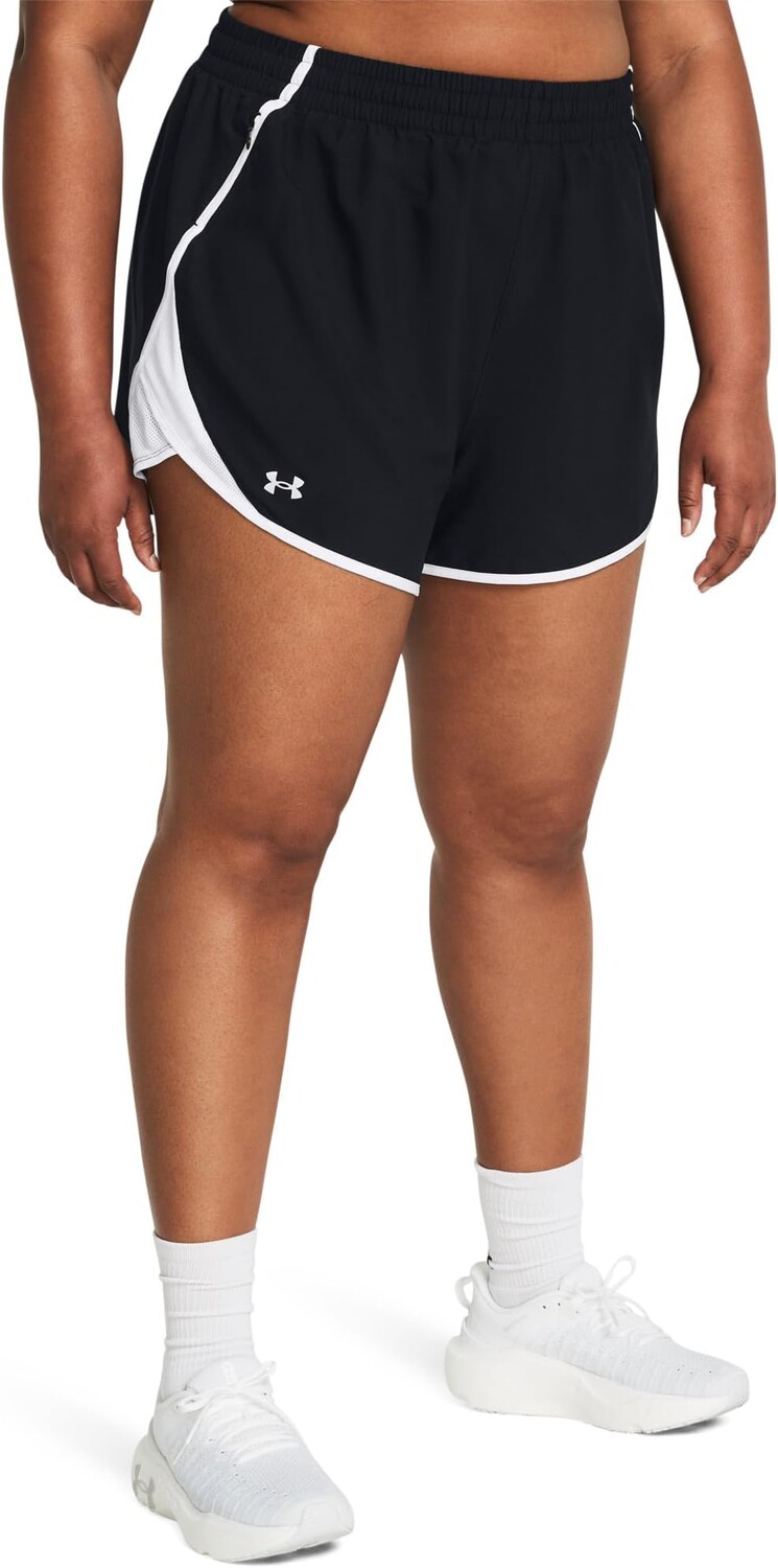 

Шорты Under Armour Plus Size Fly By Shorts, цвет Black/White/Reflective