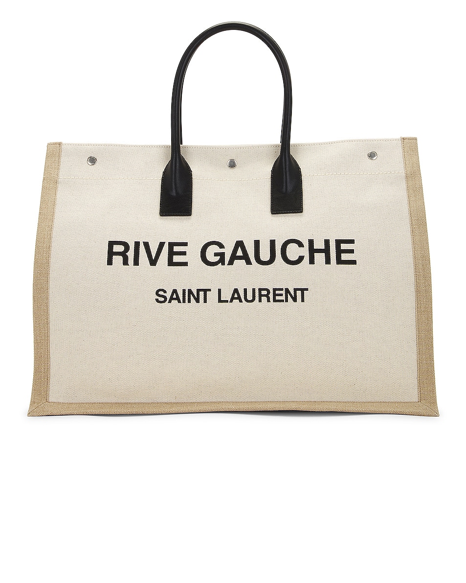 Сумка-тоут Saint Laurent Rive Gauche Tote, цвет Off White & Black