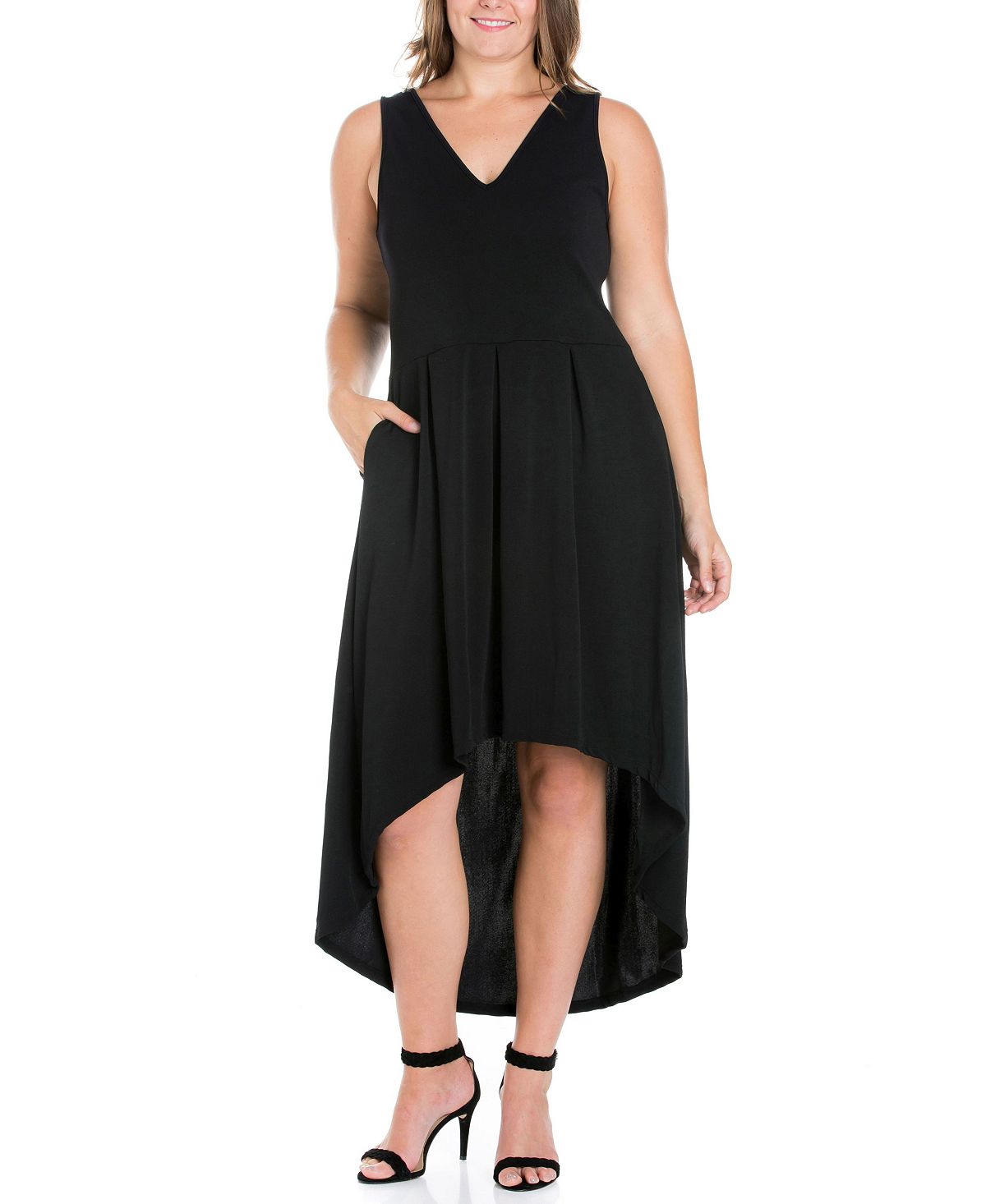 Женское вечернее платье больших размеров с высоким подолом 24seven Comfort Apparel, черный