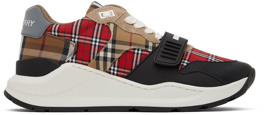 

Красно-бежевые кроссовки в клетку Ramsey Burberry