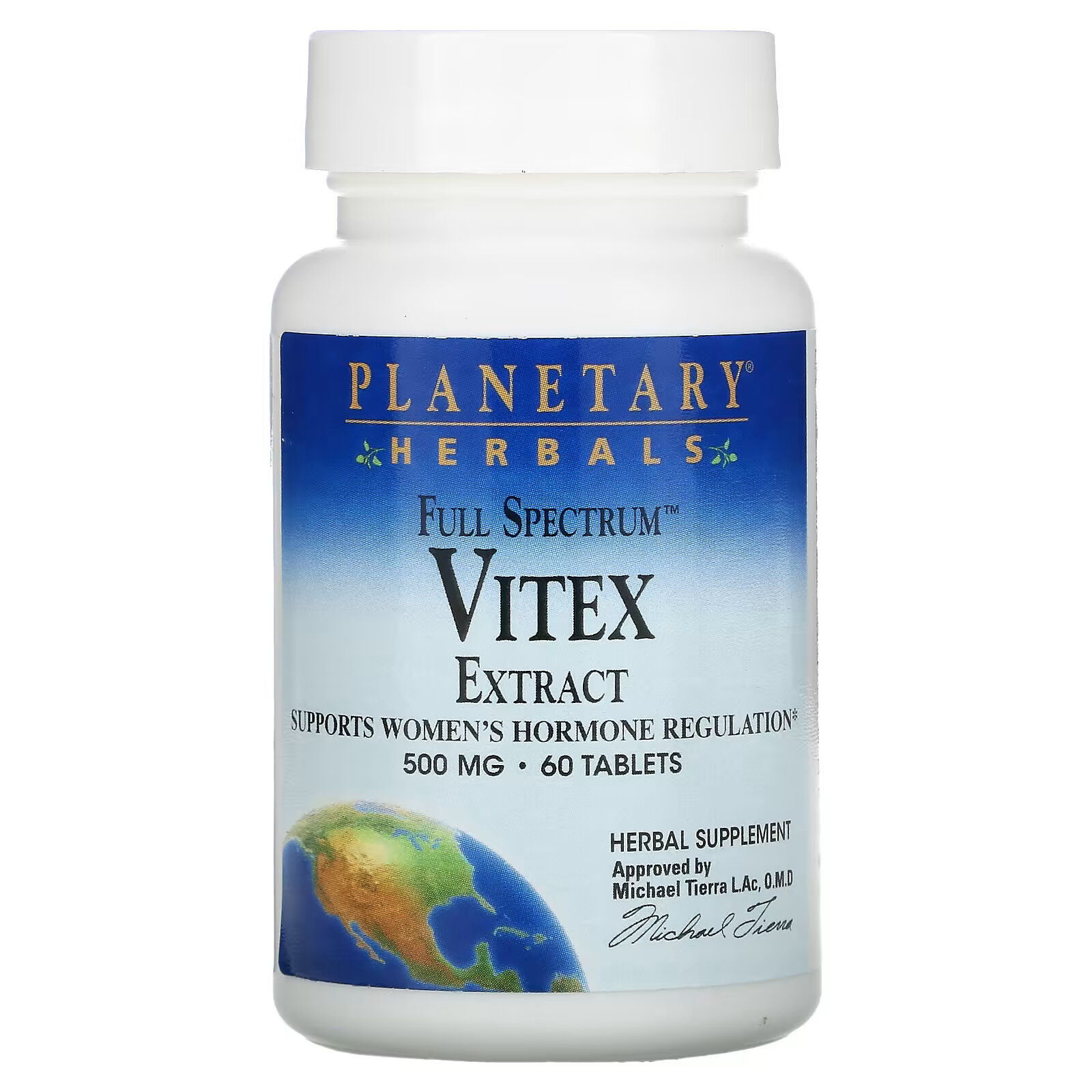 Planetary Herbals, Полный спектр, экстракт витекса, 500 мг, 60 таблеток цена