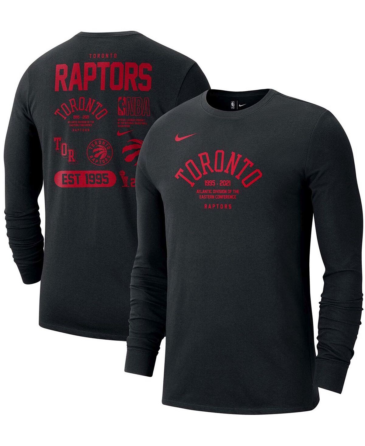 

Мужская черная футболка с длинным рукавом toronto raptors 75th anniversary courtside element Nike, черный