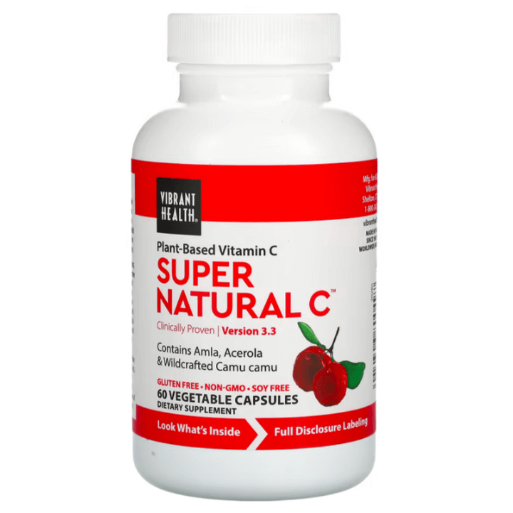 Витамин C Vibrant Health 1000 мг, 60 капсул vibrant health krebs zinc 60 растительных капсул