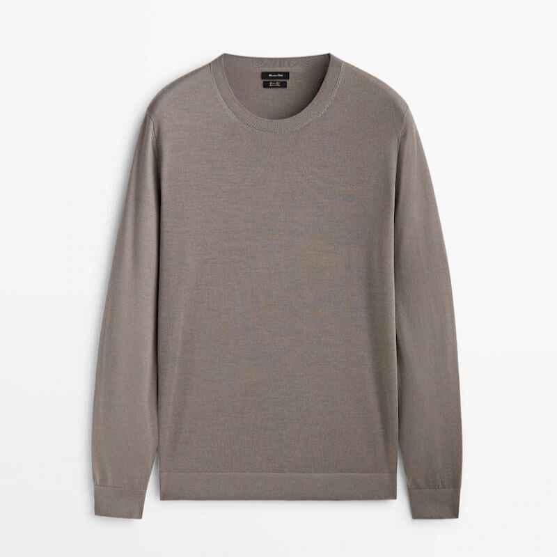 

Свитер Massimo Dutti Crew Neck, темно-бежевый