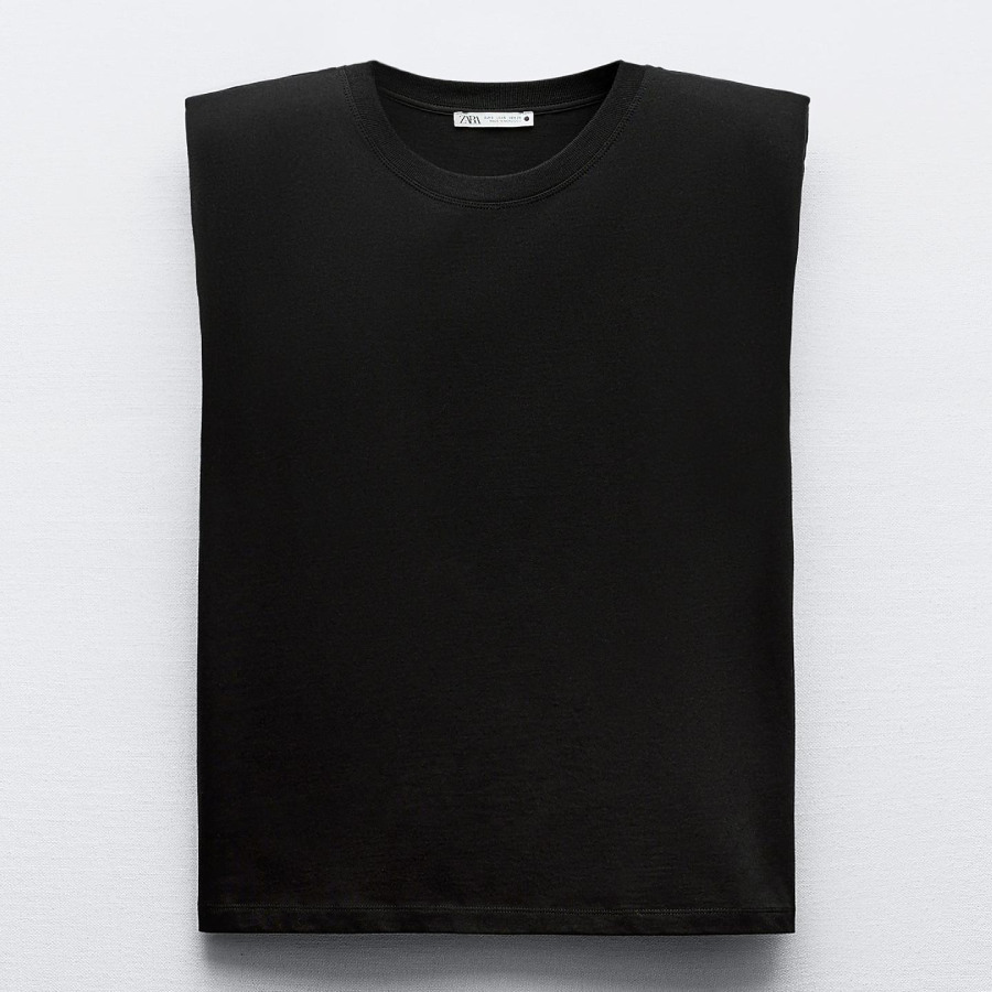 Топ Zara With Shoulder Pads, черный рубашка zara satin with shoulder pads светло бежевый