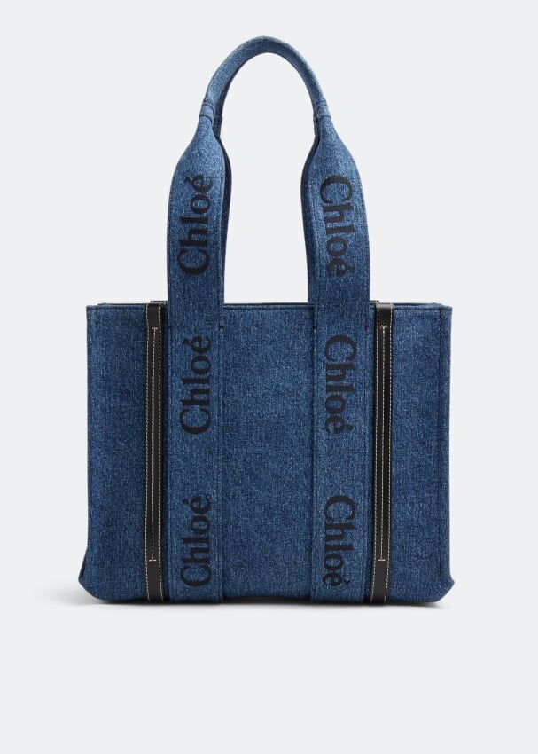 

Сумка-тоут CHLOÉ Woody medium tote bag, синий
