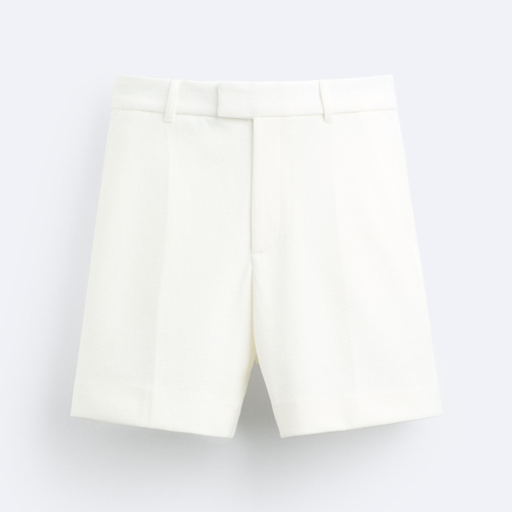 шорты zara soft textured bermuda желтовато белый Шорты Zara Textured, белый