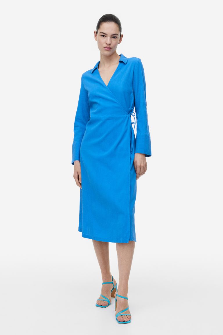 Платье-рубашка с запахом H&M, синий платье рубашка с запахом h