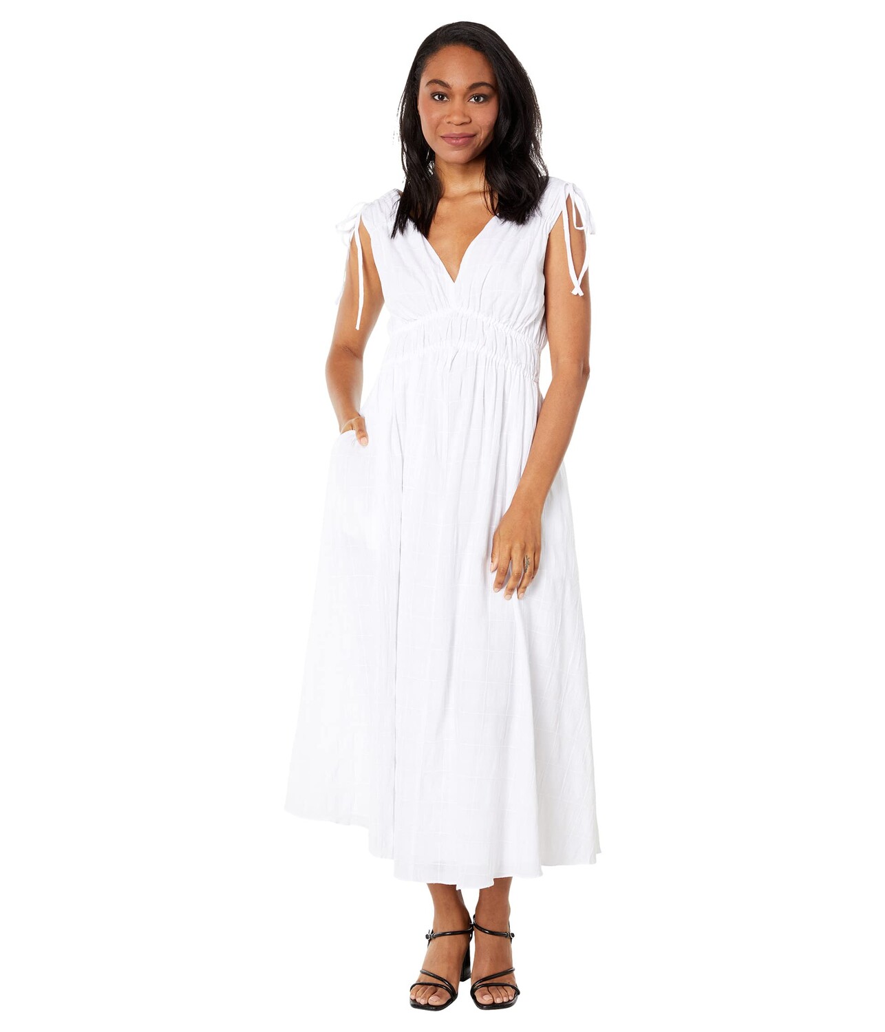 

Платье Madewell, Sophia Smocked Midi Dress in Windowpane