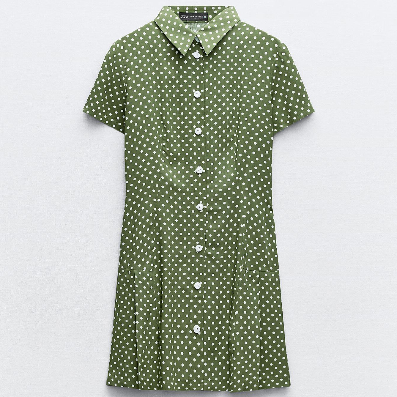 

Платье Zara Polka Dot Shirt, экрю/хаки