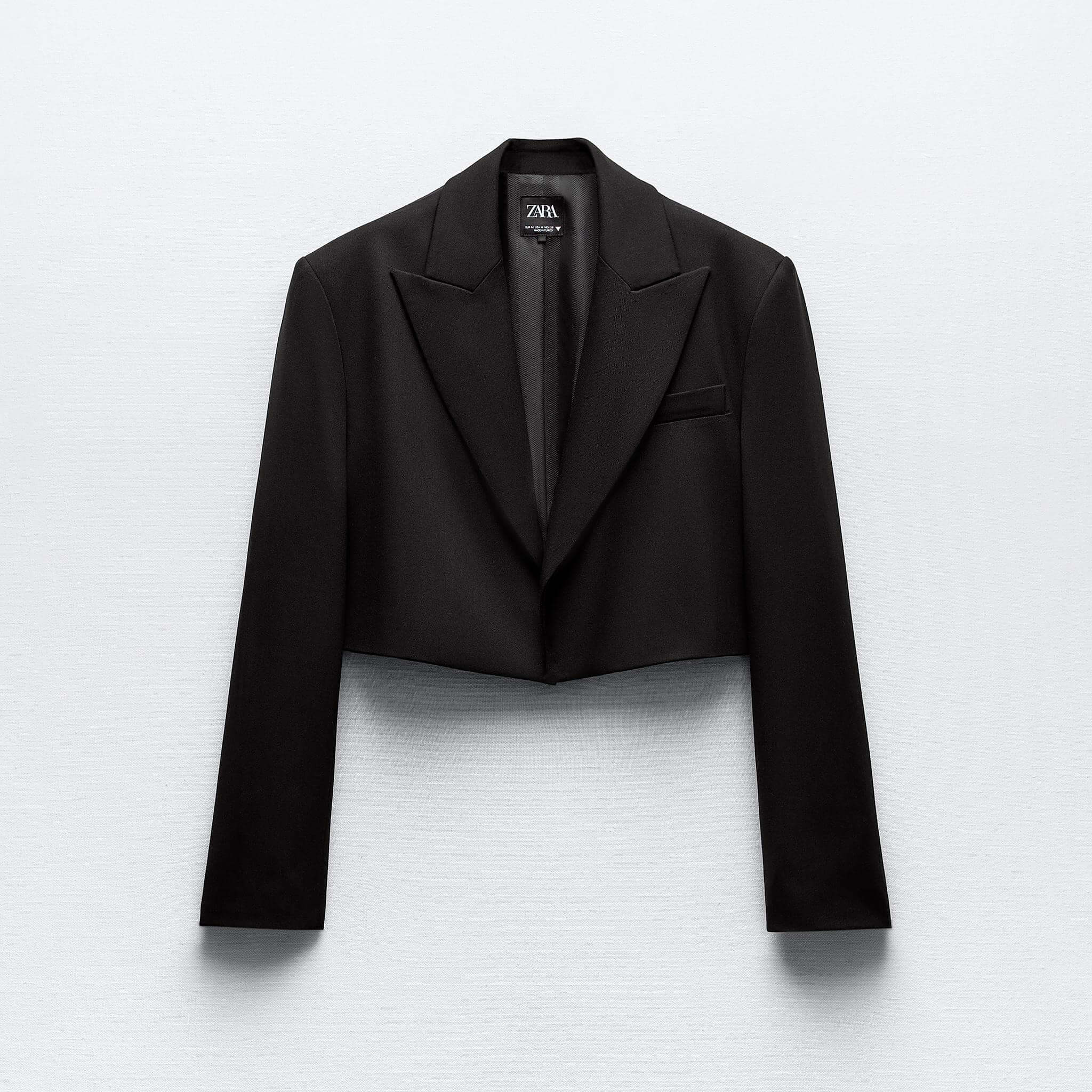 Блейзер Zara Oversize Cropped, черный блуза zara cropped satin черный