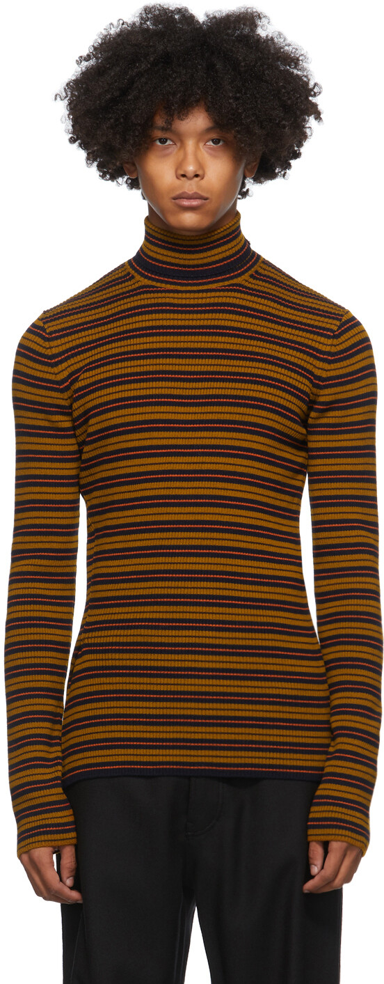

Коричнево-темно-синий свитер в полоску Dries Van Noten
