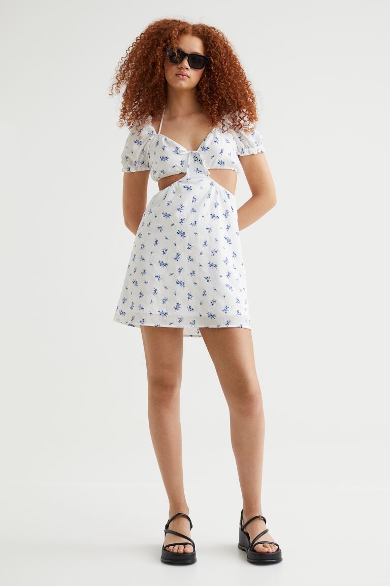 

Платье с вырезами H&M, белые/синие цветы