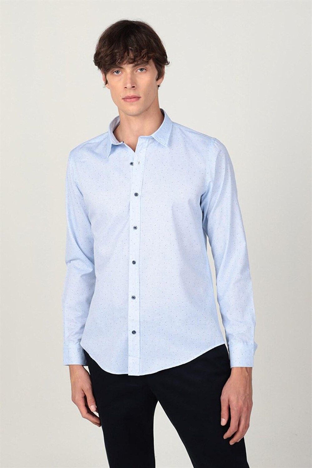 

Мужская рубашка Slim Fit с длинным рукавом и принтом TUDORS, синий