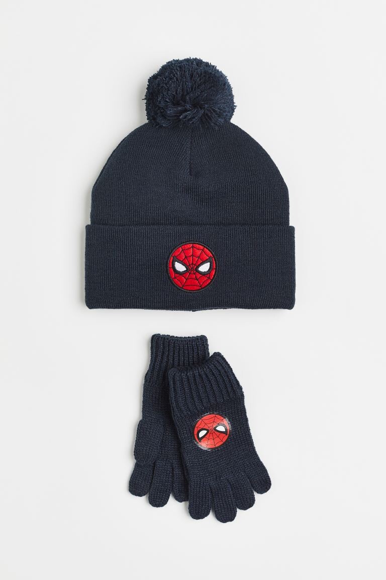

Вязаный комплект из 2-х предметов H&M с принтом Spider-Man, темно-синий