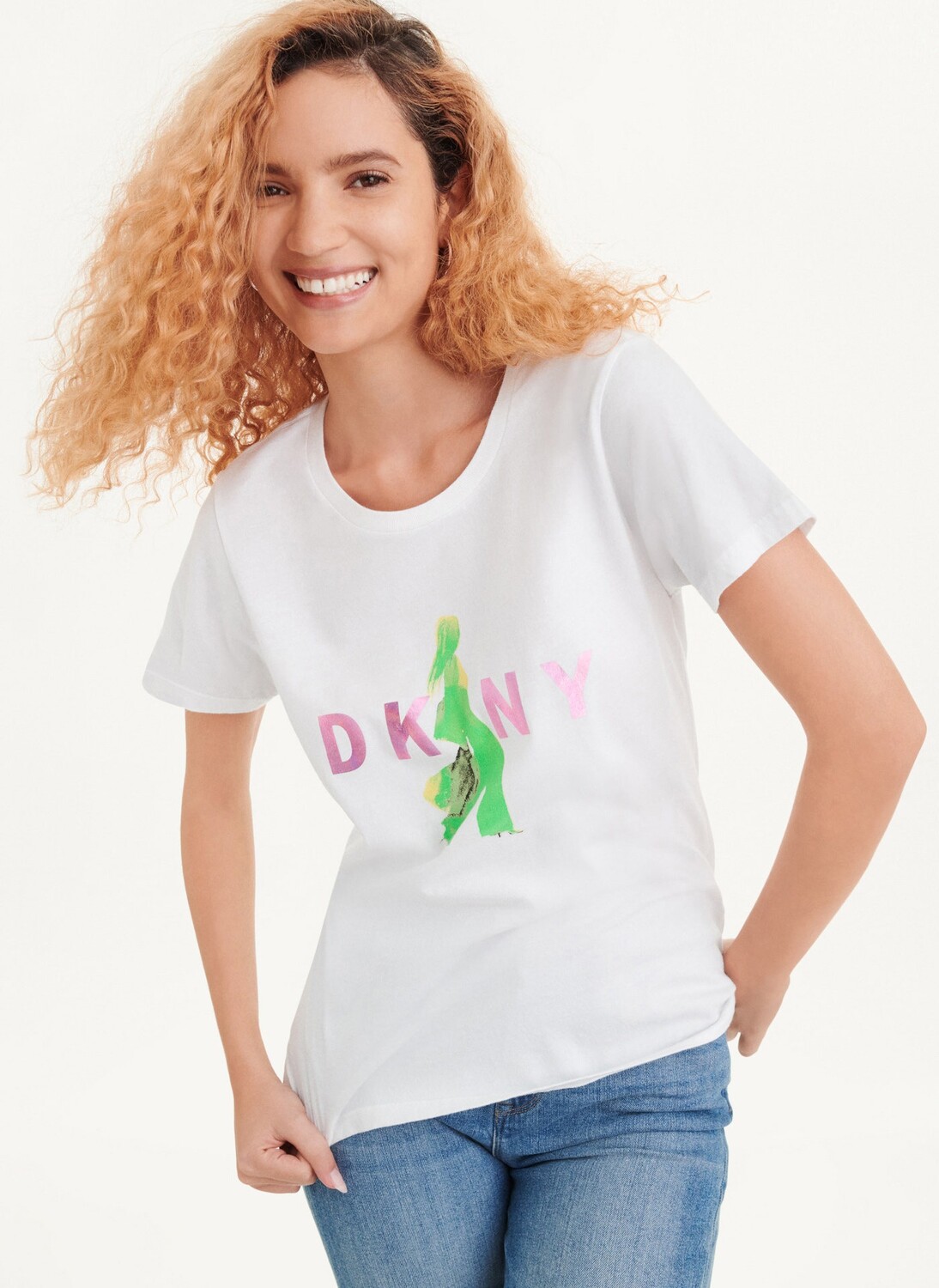 

Футболка Walking Girl с эффектом металлик DKNY