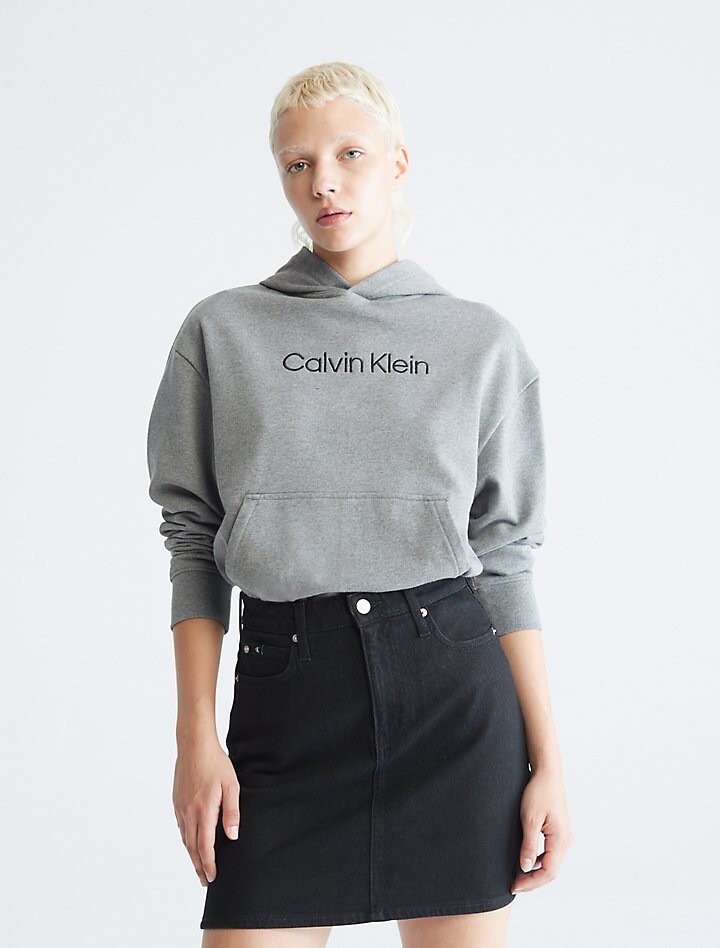 

Толстовка с логотипом Standard Fit свободного кроя Calvin Klein, серый
