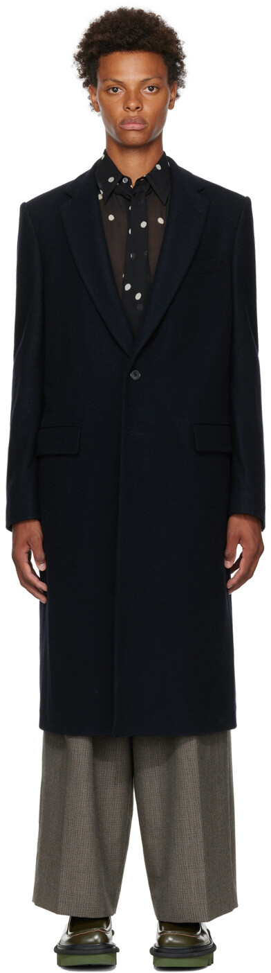 

Темно-синее пальто Rutland Dries Van Noten, Синий