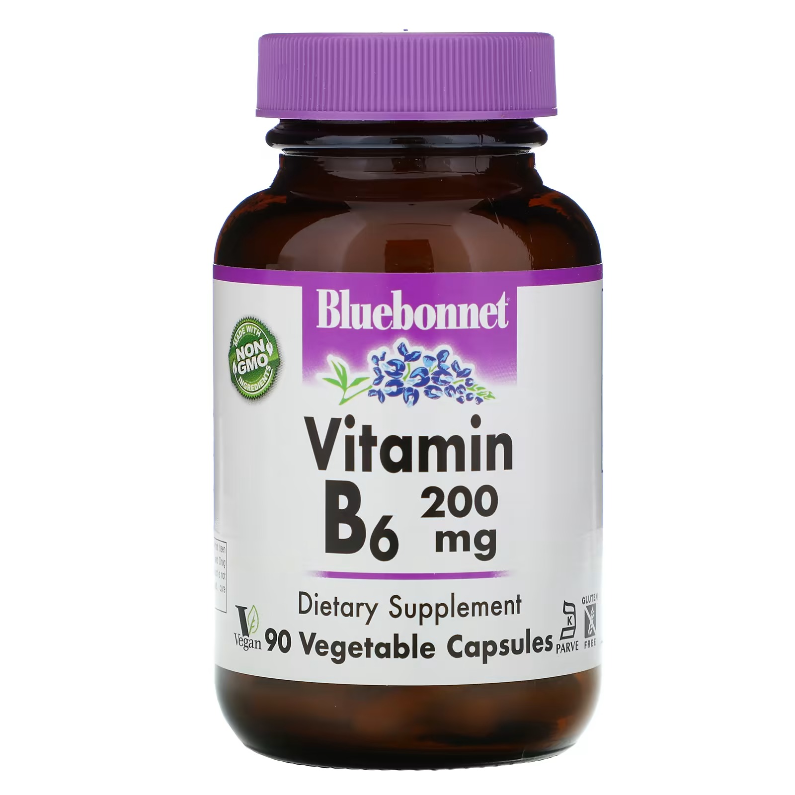 Витамины B-6 200 мг Bluebonnet Nutrition, 90 капсул витамины b 6 200 мг bluebonnet nutrition 90 капсул