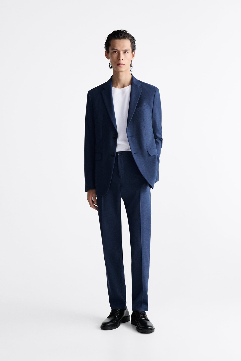 

Костюмные брюки с текстурированными рукавами ZARA, синий