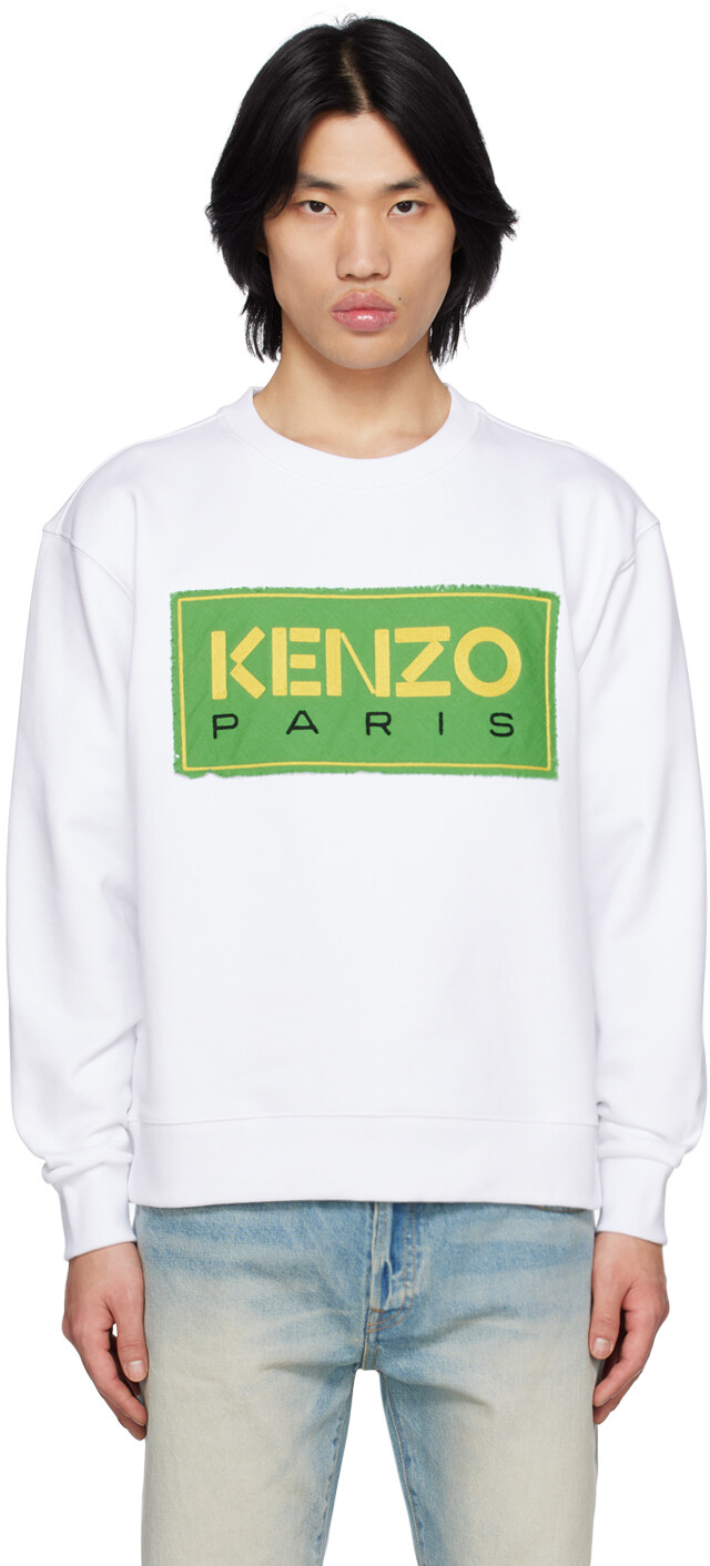 

Белый свитшот с вышивкой Kenzo Paris