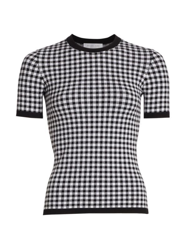 

Пуловер в мелкую клетку Michael Kors Collection Gingham black white