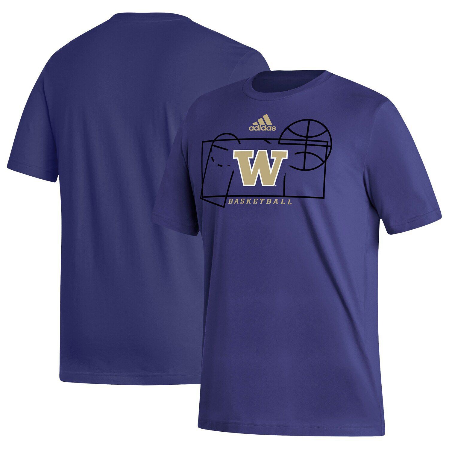 

Мужская фиолетовая футболка Washington Huskies Basketball Court Fresh adidas