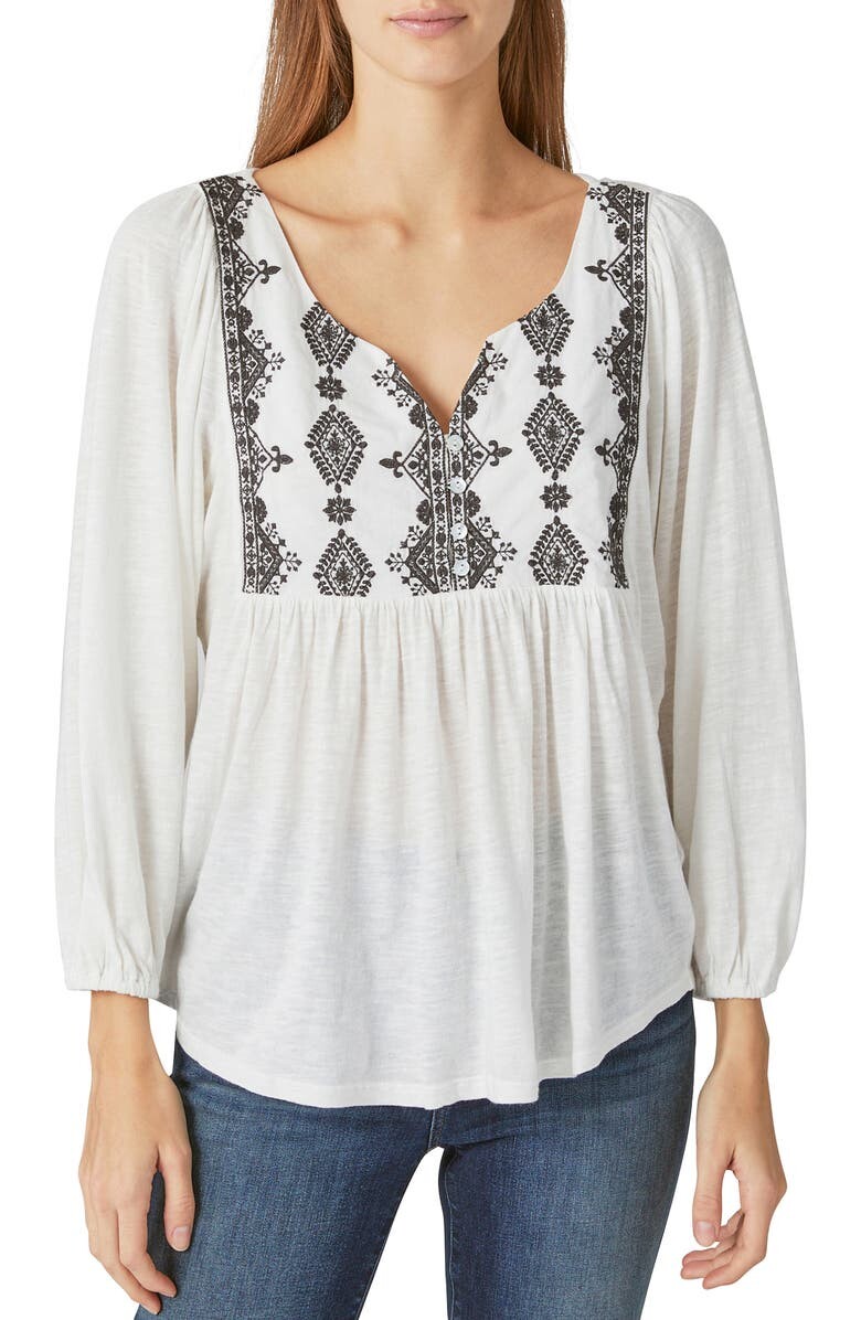 

Хлопковый топ в крестьянском стиле с вышивкой LUCKY BRAND