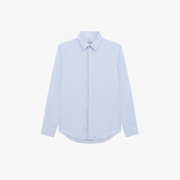 Рубашка Kiana узкого кроя из хлопка стрейч Reiss, синий цена и фото