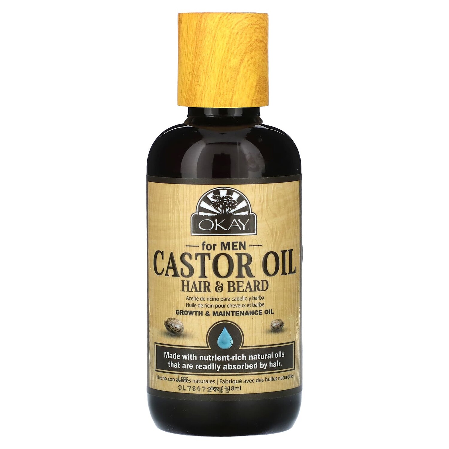 

Для мужчин, касторовое масло, для волос и бороды, 118 мл (4 унции), Okay Pure Naturals