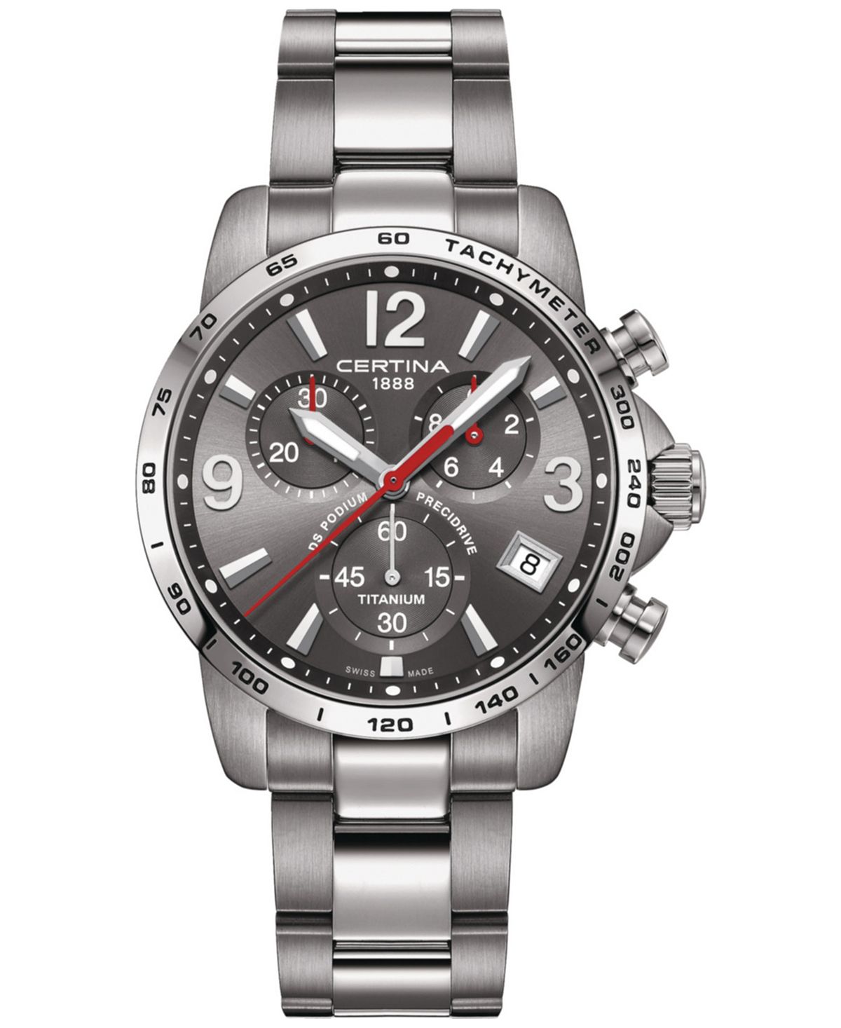 Мужские швейцарские часы с хронографом DS Podium с титановым браслетом, 41 мм Certina certina certina ds podium chronograph 1 10 sec c0344171109700