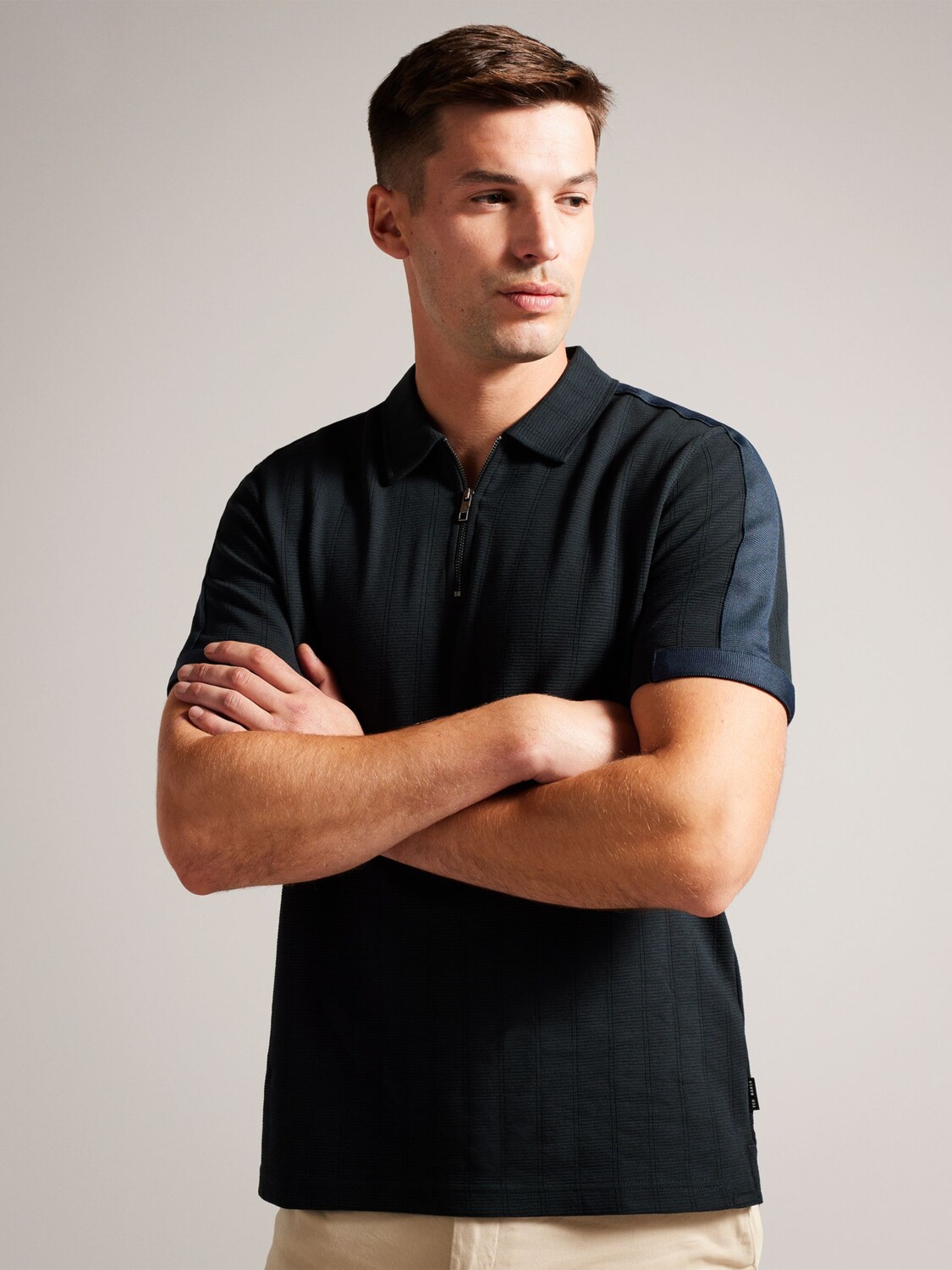 

Рубашка-поло с короткими рукавами и молнией Abloom Ted Baker, черный