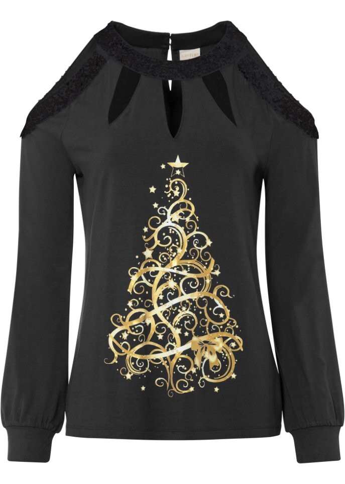 

Рубашка с рождественским мотивом Bodyflirt Boutique, черный