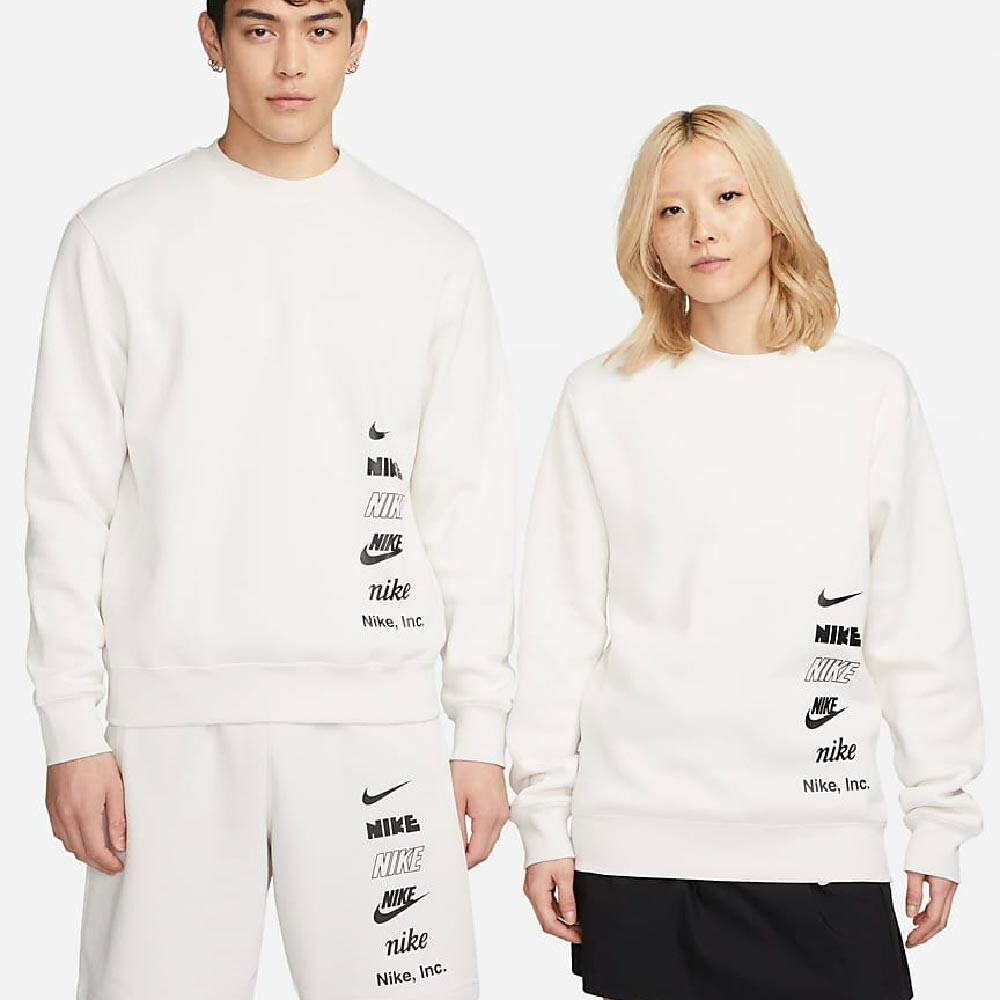 

Свитшот Nike Club Fleece+ Men's Brushed-Back Crew, белый/черный
