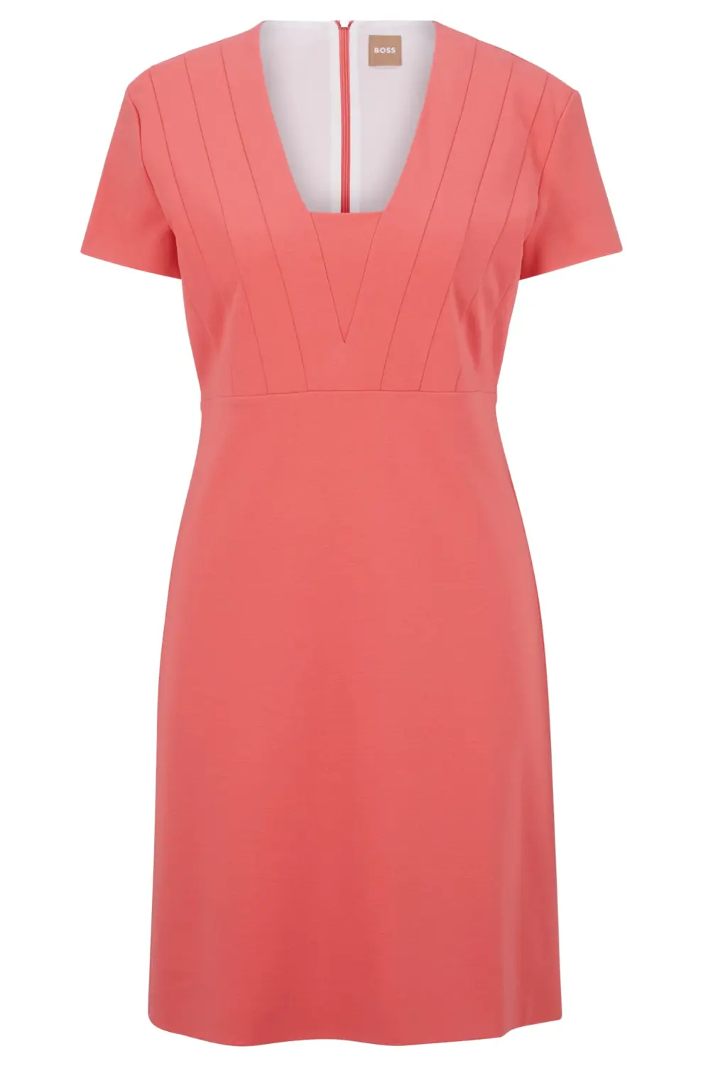 

Платье Boss Slim-fit Short-sleeved With Seam Details, коралловый