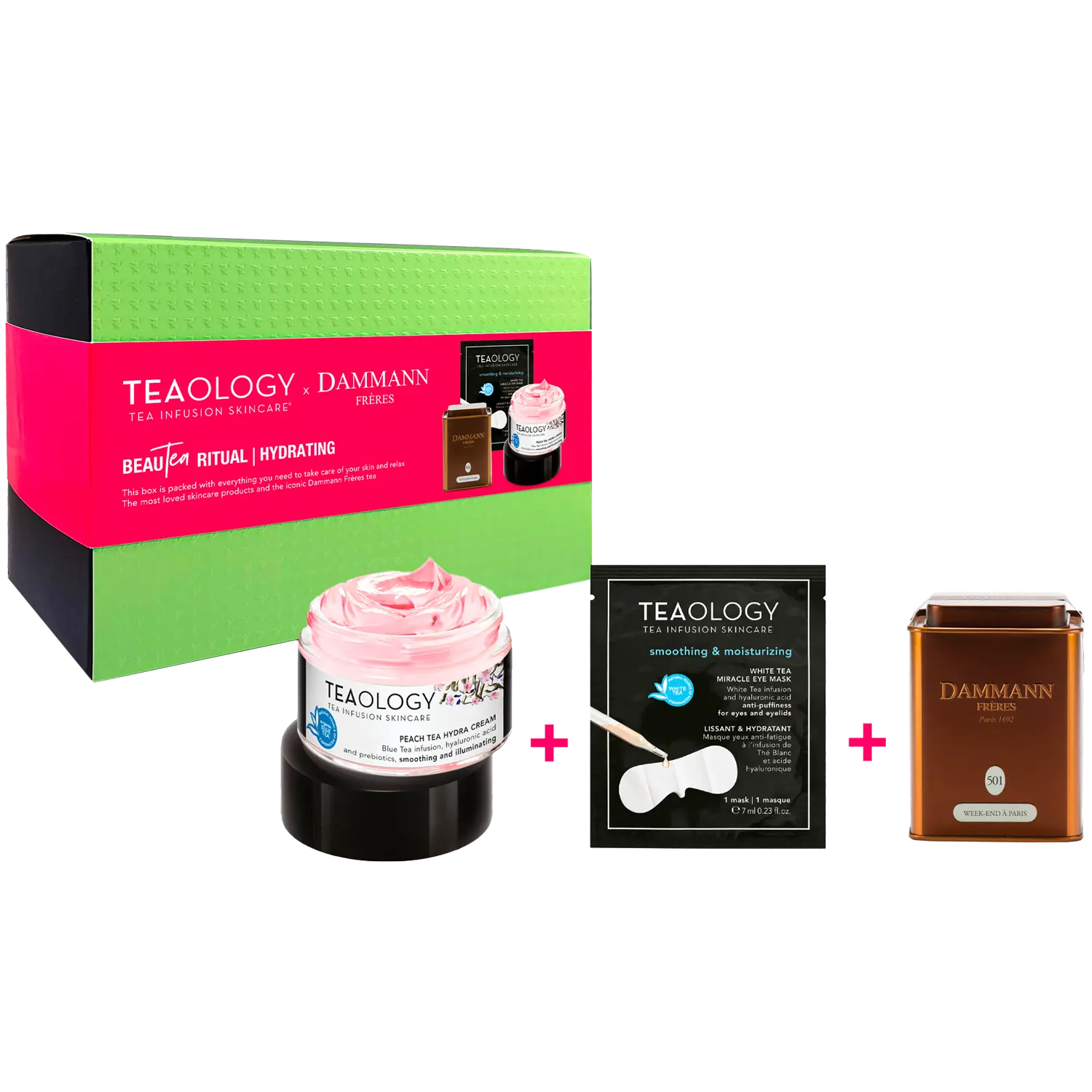 

Teaology Hydrating набор: увлажняющий крем для лица, 50 мл + маска для кожи вокруг глаз, 7 мл + чай в баночке, 30 г
