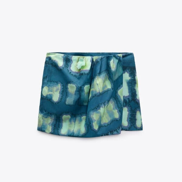 Юбка Zara Short Printed Wrap, зеленый