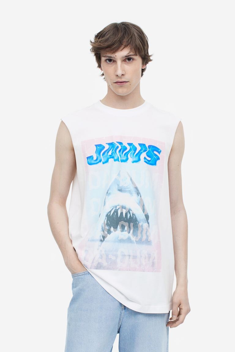 

Майка с принтом H&M, белый/челюсти