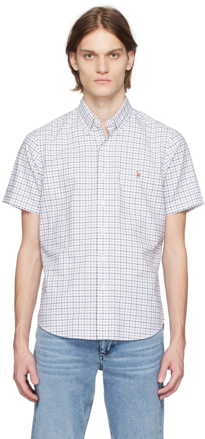 

Белая клетчатая рубашка с вышивкой Polo Ralph Lauren