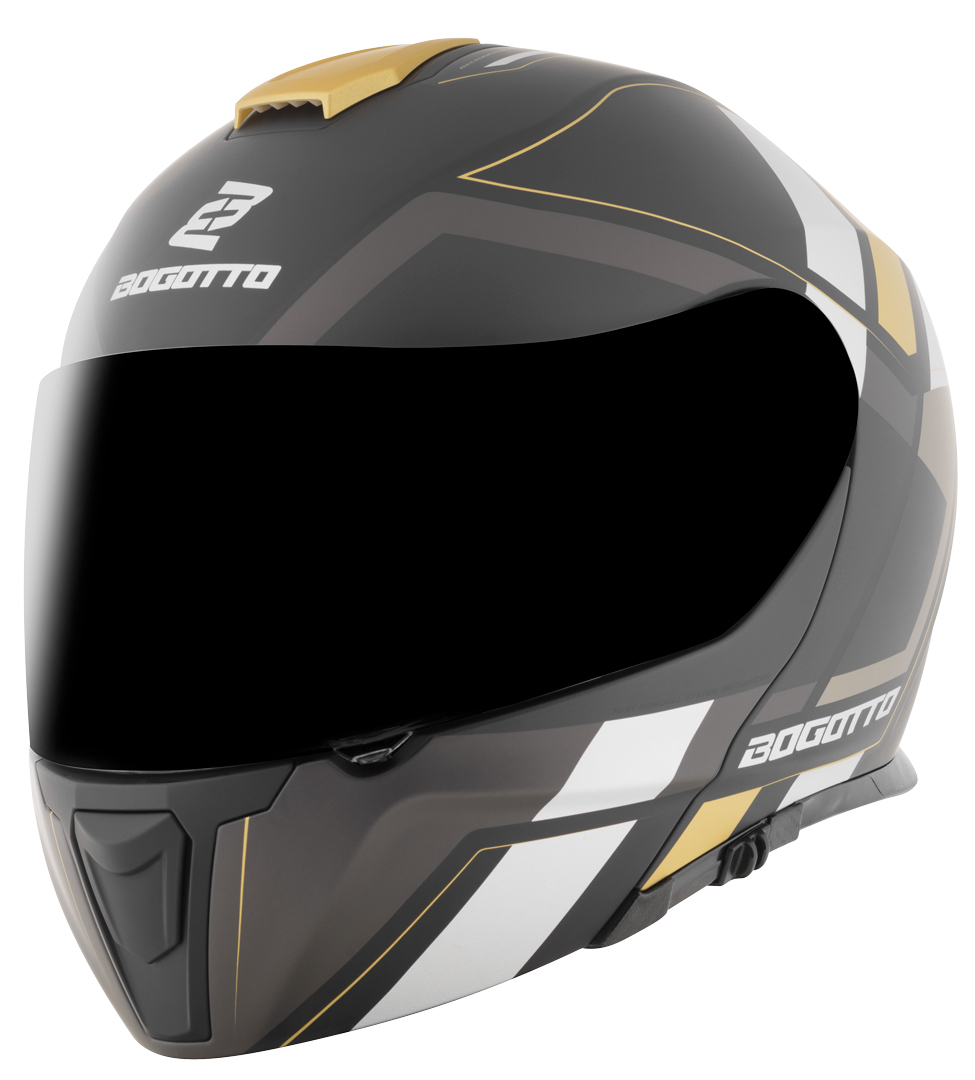 Откидной шлем Bogotto FF403 Murata со съемной подкладкой, черный/золотистый