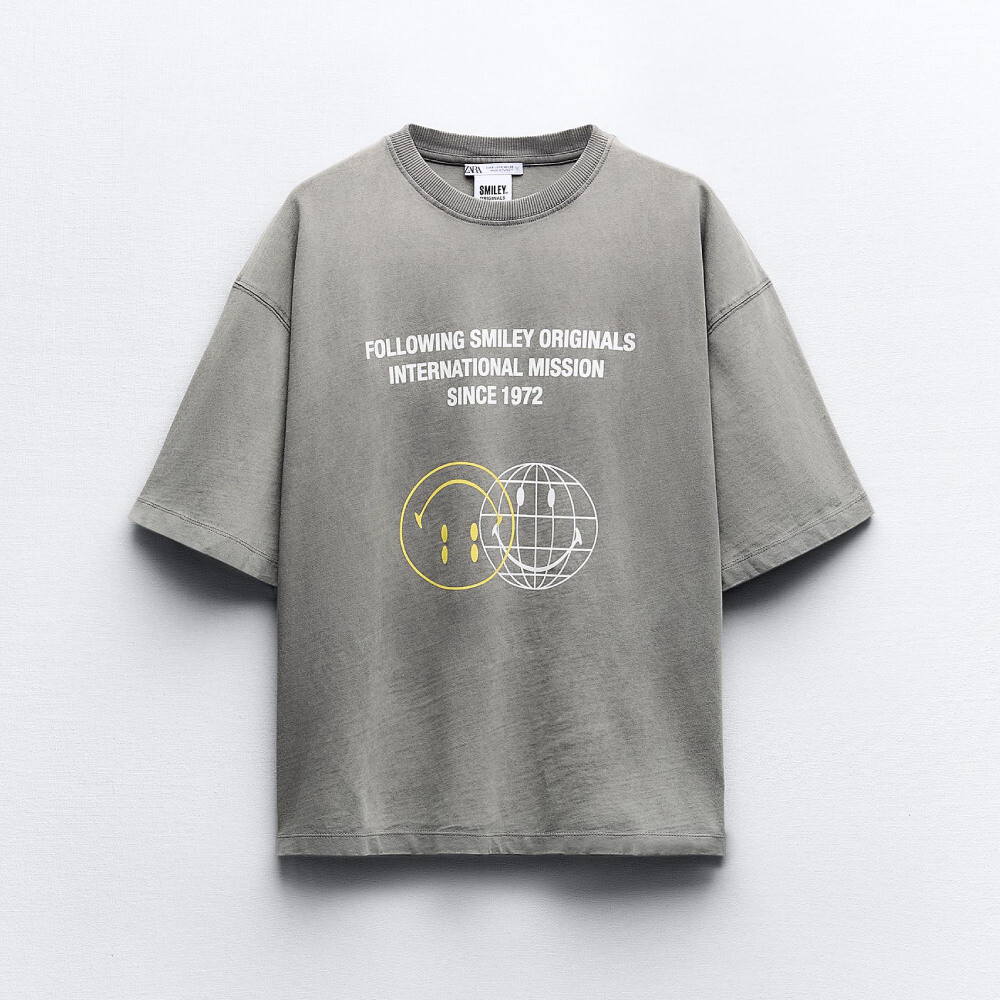 

Футболка Zara Smiley Originals, серый