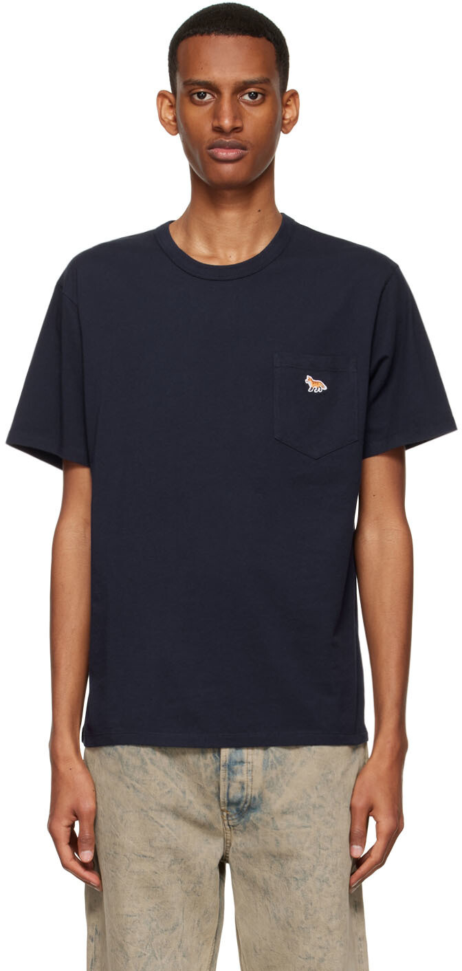 

Темно-синяя футболка Tricolor Fox Maison Kitsuné, Синий