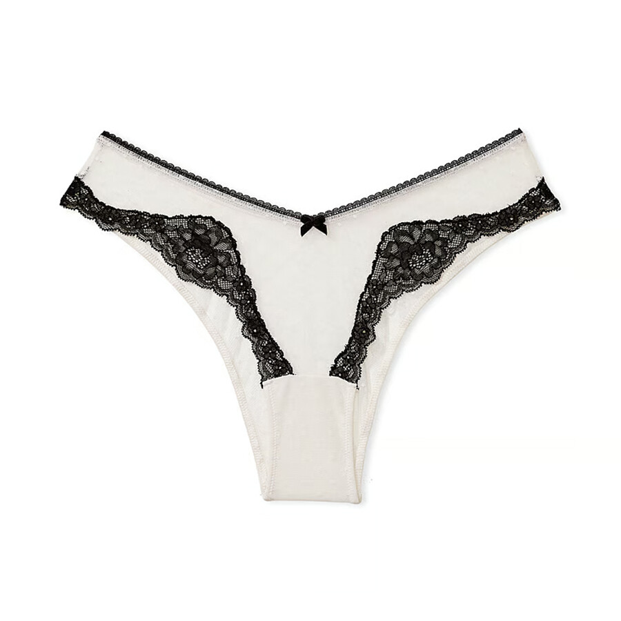 

Трусы Victoria's Secret Dream Angels Lace Brazilian Mesh Detail, кокосово-белый/черный