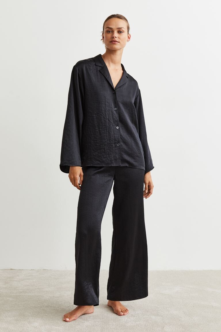 

Пижама с рубашкой и брюками H&M, черный