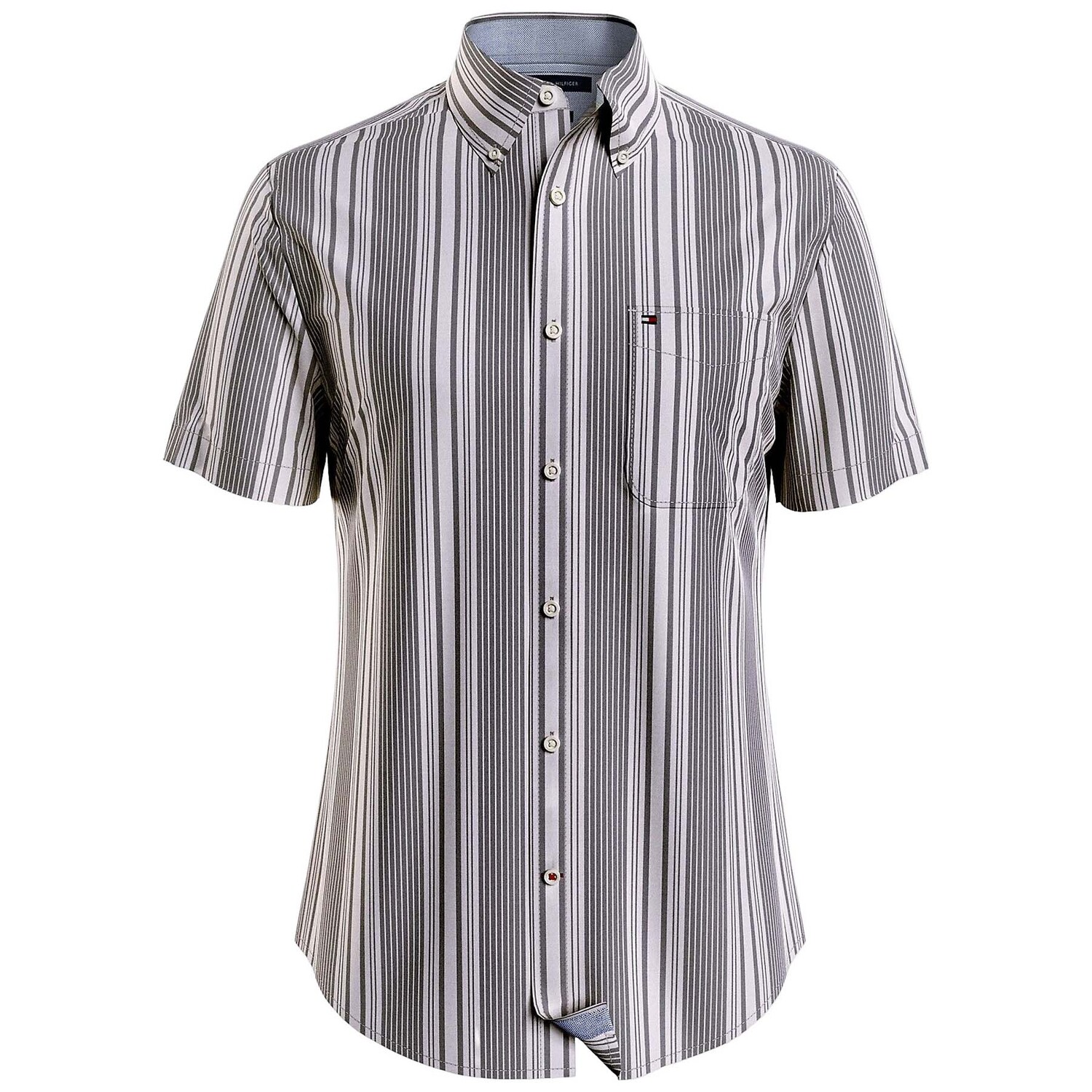

Рубашка Tommy Hilfiger Regular Fit Wide Stripe Short-sleeve, серый