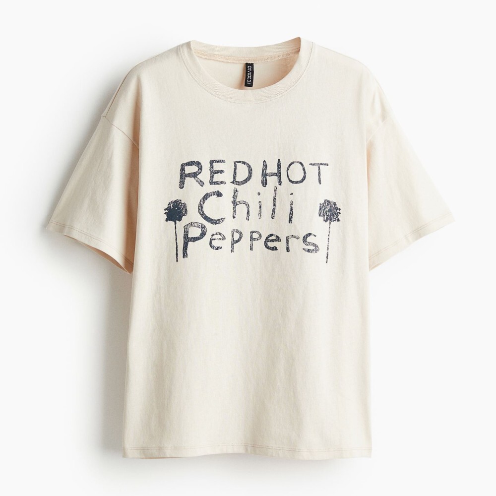 

Футболка H&M Oversized Printed Red Hot Chili Peppers, бежевый