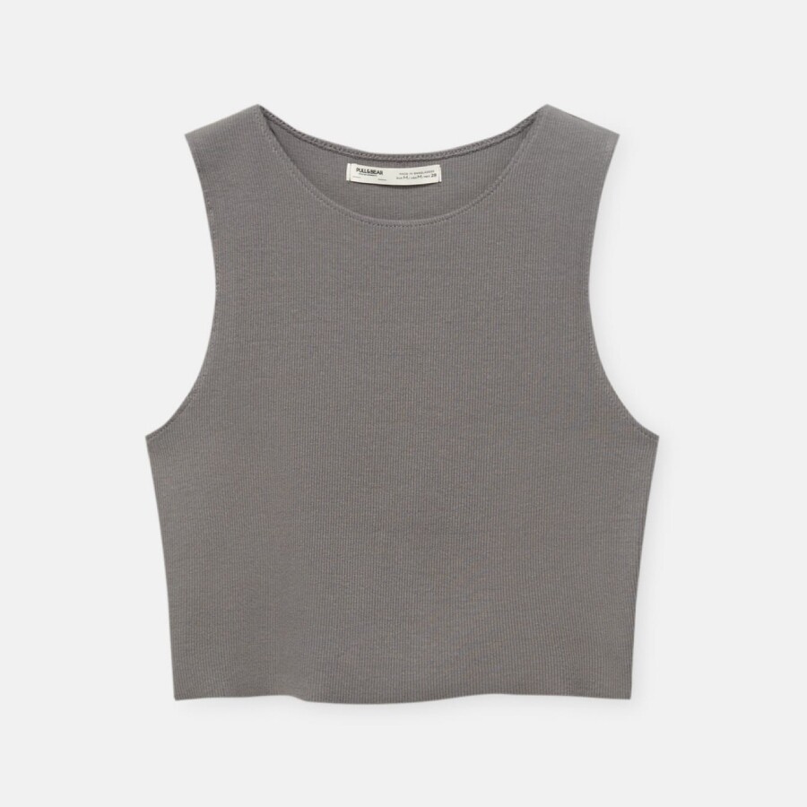 

Топ Pull&Bear Ribbed, серый